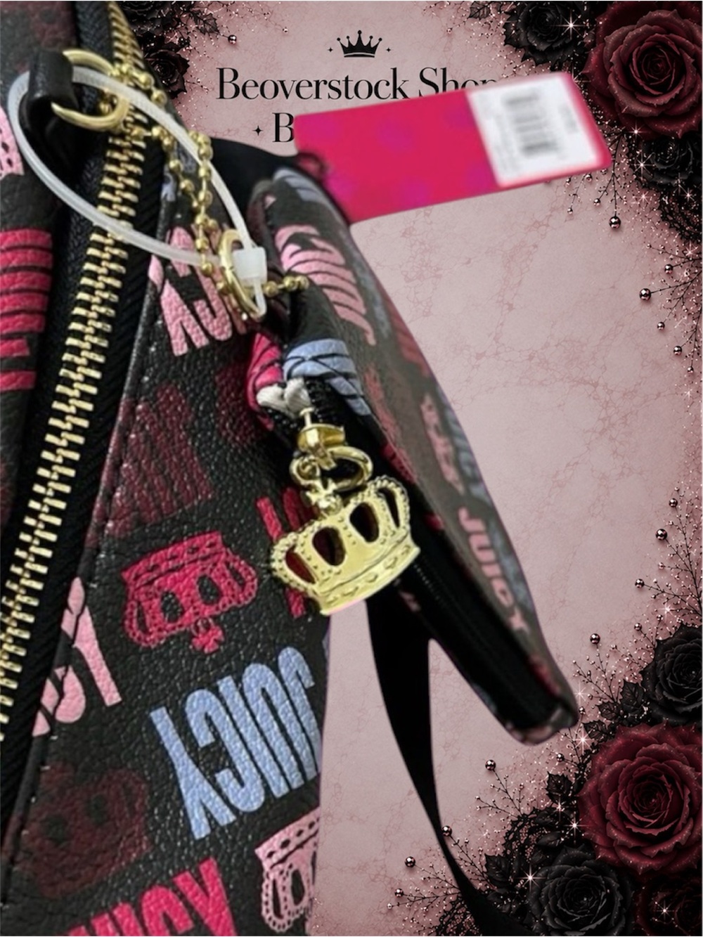 New NWT Juicy Couture Logo design Royal Sports Backpack Book bag with coin pouch - Picture 4 of 6